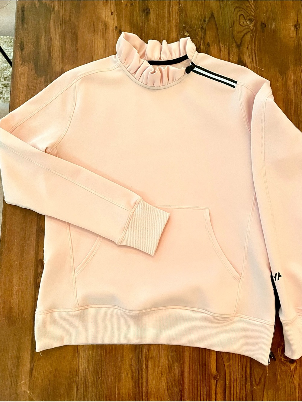 Women's Ruffled Mock Neck Sweatshirt - Light Pink